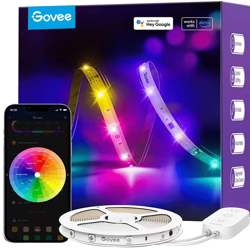 Govee RGBIC Basic Wi-Fi + Bluetooth LED Strip Lights  - 1