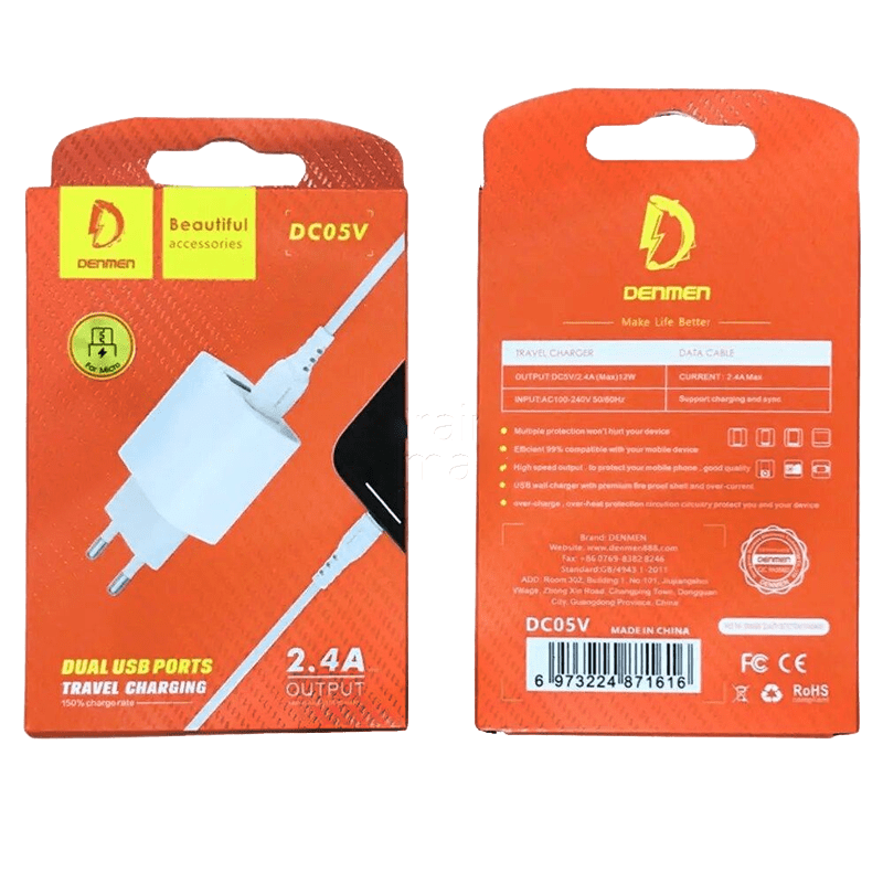 Chargeur Double Port USB Vers Micro USB - Denmen DC05V - 1M