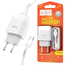 Chargeur Double Port USB Vers Type C - Hoco C73A -1M  - 1