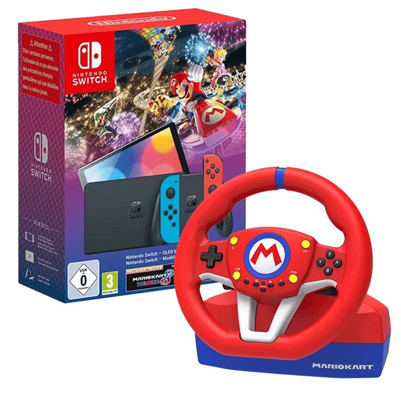 Volant et pédales Pack Nintendo Switch pour Mario Kart 8 Deluxe (Licence  Officielle Nintendo Switch)