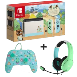 Pack Nintendo Switch Edition Animal Crossing + Casque et Manette Filaire