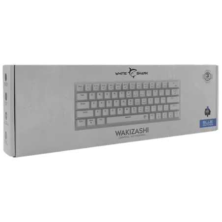 Clavier White Shark Wakizashi 60% RGB - Blue Switches - Blanc