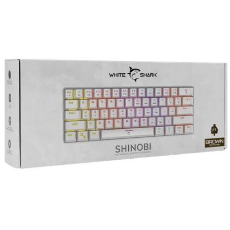 Clavier Shinobi Brown Switch - 60% - White Shark - Blanc