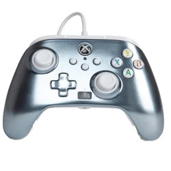 Manette Xbox Filaire Améliorée - PowerA - Gris Métallisé - vue de face