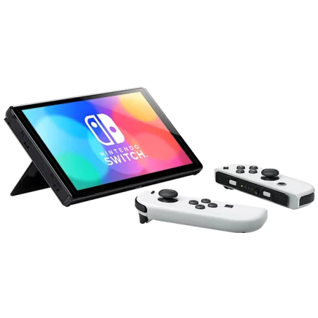 Nintendo Switch OLED en blanc, idéale pour jouer en mode portable et TV