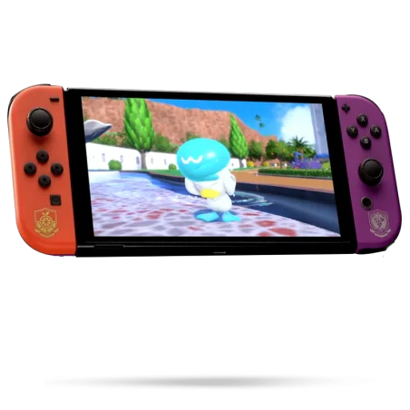 Console Nintendo Switch Oled Edition Pokémon Scarlet & Violet avec stockage 64 Go et autonomie de 4,5 à 9 heures