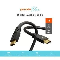 Cable HDMI 4K Ultra HD- Porodo Blue - 2 Mètre  - 2